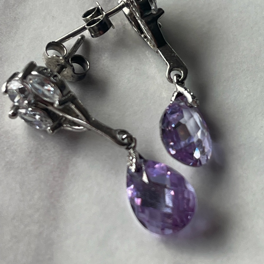 Elegant Sterling Silver and Amethyst Drop Earrings